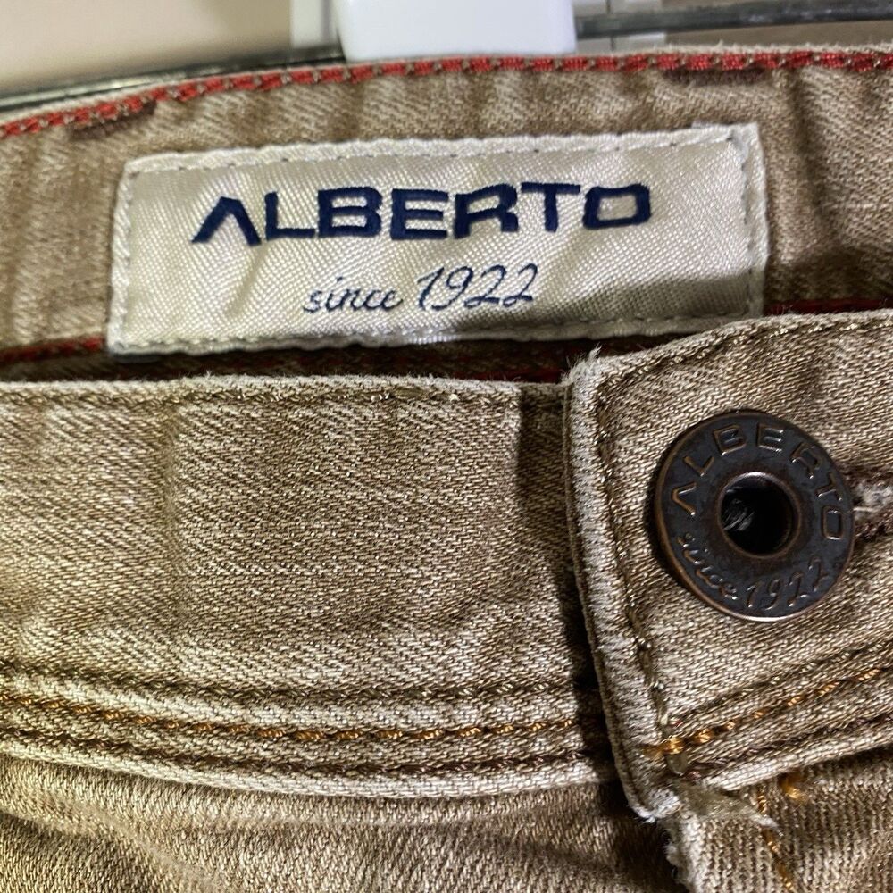 Alberto Jeans Mens 36x32 (Tag 36x34) Taupe Stone Brown Denim Modern Fit - Picture 7 of 16